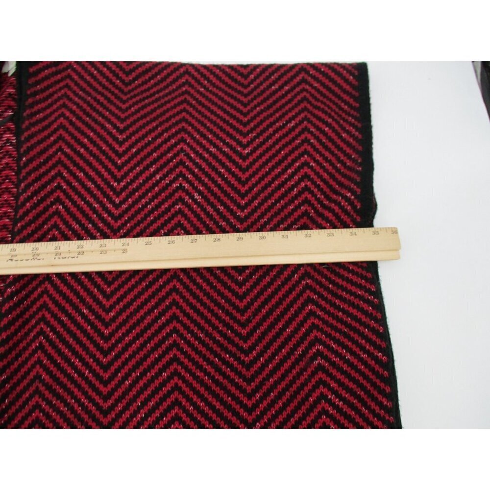 Ann Taylor Loft Poncho Sweater Womens OS Red Black Knit Short Sleeves Casual - Picture 9 of 16